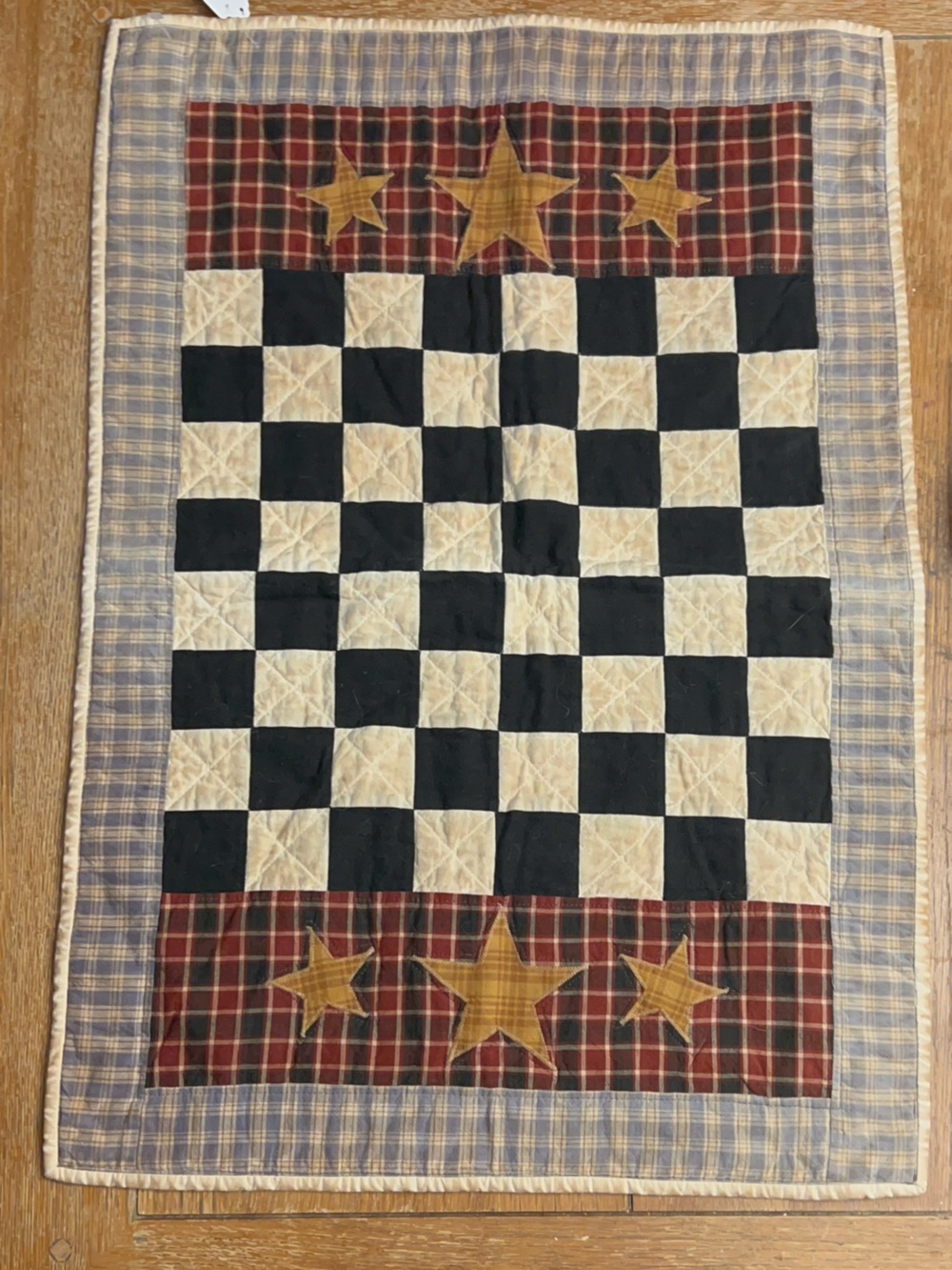 Patchwork Checkerboard Quilted Wall Hanging 20x29